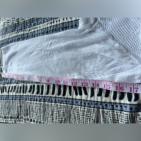 Belle White Knit Open Leaf Fern Pattern Cardigan Granny Sweater Cottagecore XL - Picture 8 of 10